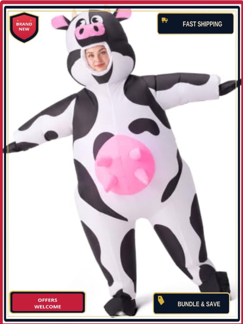 Inflatable Cow Costume Adult Blow Up Suit Halloween Party Cosplay